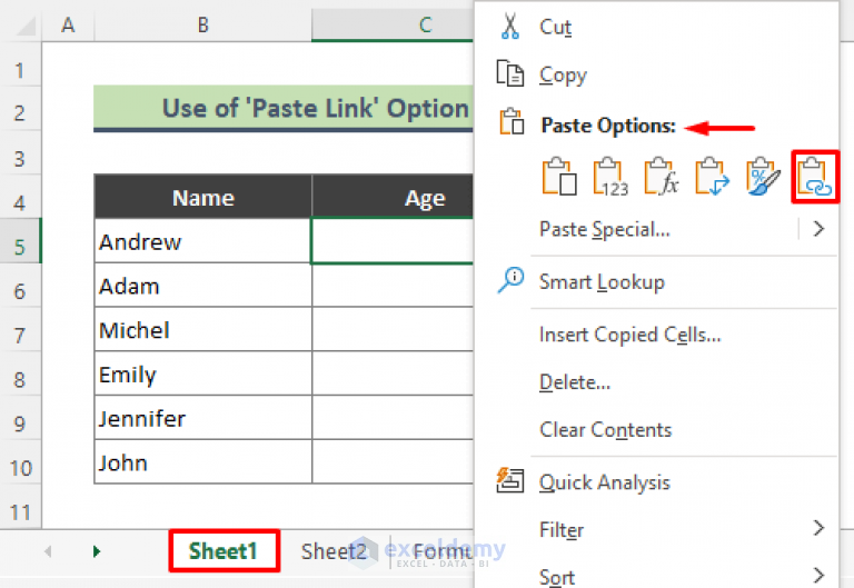 How To Link Multiple Cells From Another Worksheet In Excel 5 Easy Ways 