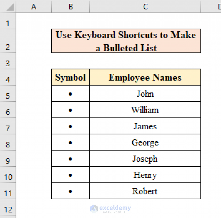 how-to-make-a-bulleted-list-in-excel-9-methods-exceldemy