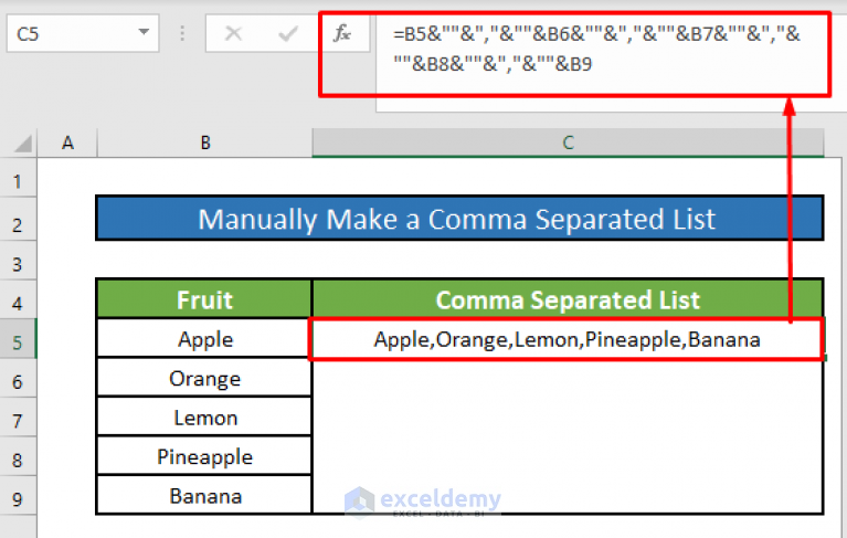 how-to-make-a-comma-separated-list-in-excel-5-methods-exceldemy