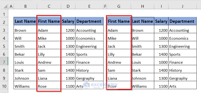 How To Move Columns In Excel Tables (5 Methods) - ExcelDemy