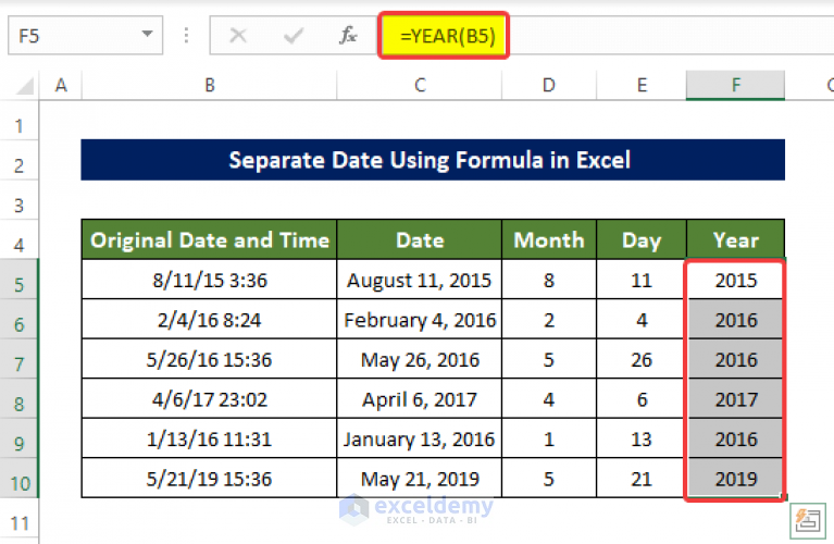 How to Separate Date in Excel Using Formula (5 Suitable Ways)