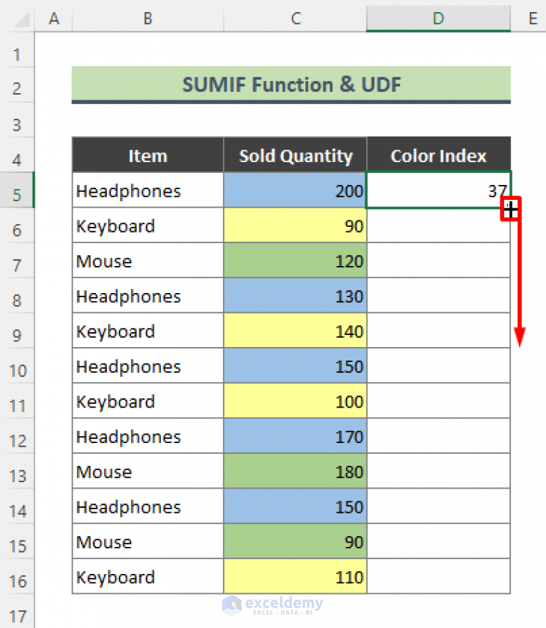 How To Sum Columns By Color In Excel 6 Easy Methods Exceldemy 0861