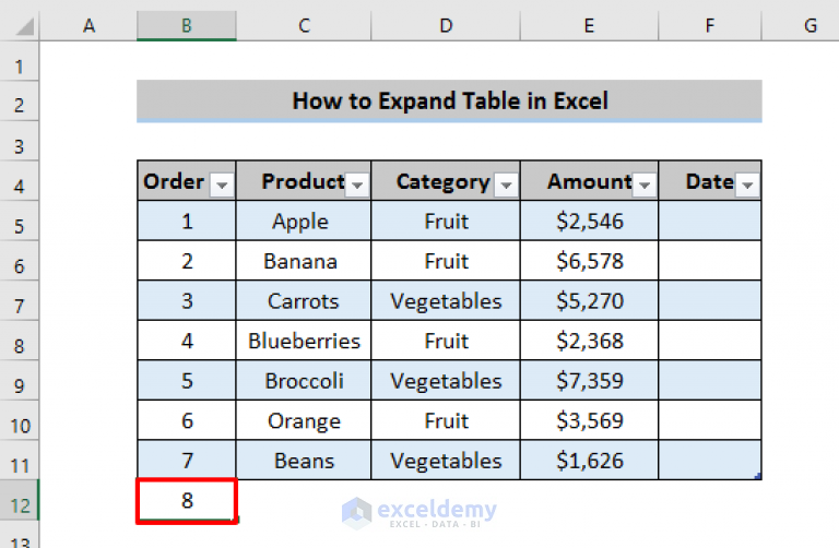 How Do I Extend Table In Excel