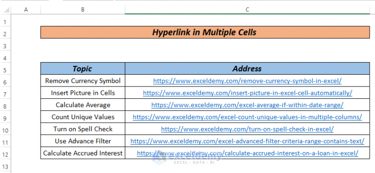 How To Hyperlink Multiple Cells In Excel 3 Ways ExcelDemy