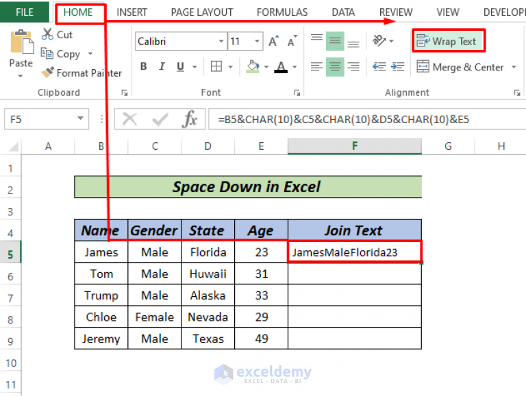 How To Space Down In Excel (3 Methods) - Exceldemy