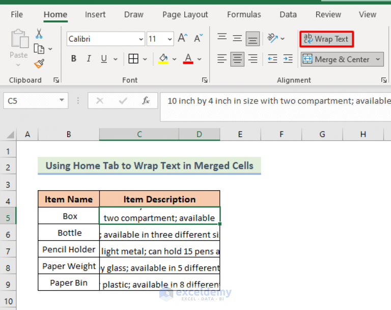 How To Wrap Text In Merged Cells In Excel