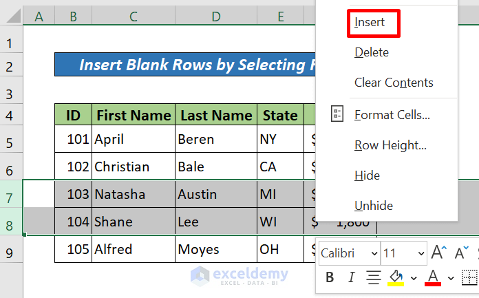 How To Insert Multiple Blank Rows In Excel 4 Easy Ways ExcelDemy