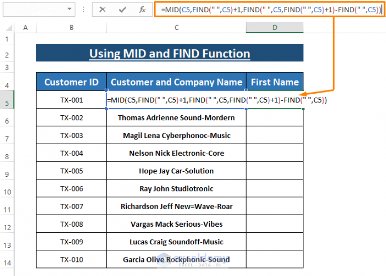 how-to-extract-text-between-two-spaces-in-excel-5-methods