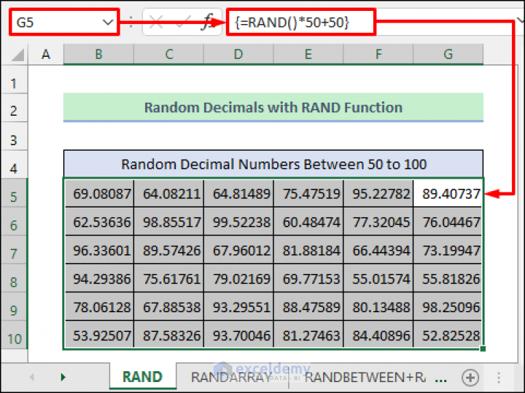 Random Number In Excel With Decimals