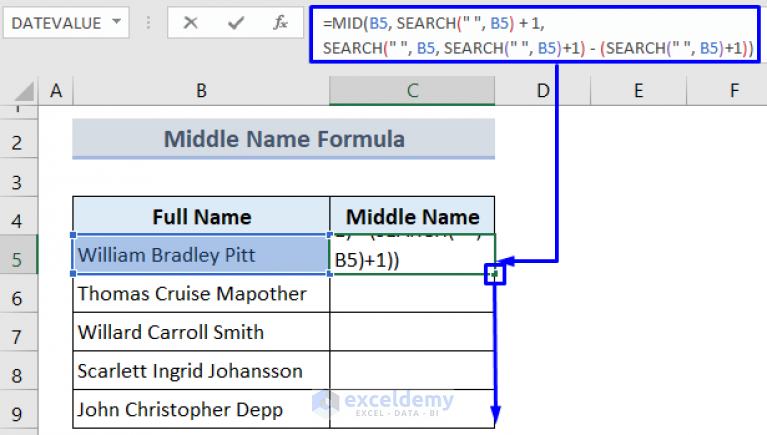 How To Separate First Middle And Last Name In Excel Using Formula 