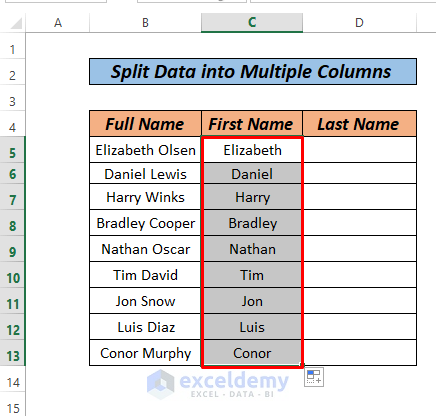 How to Split Data in One Excel Cell into Multiple Columns (5 Methods)