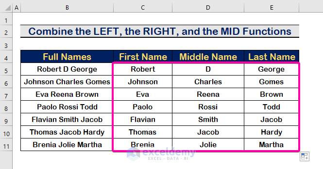 How To Combine Split Names In Excel