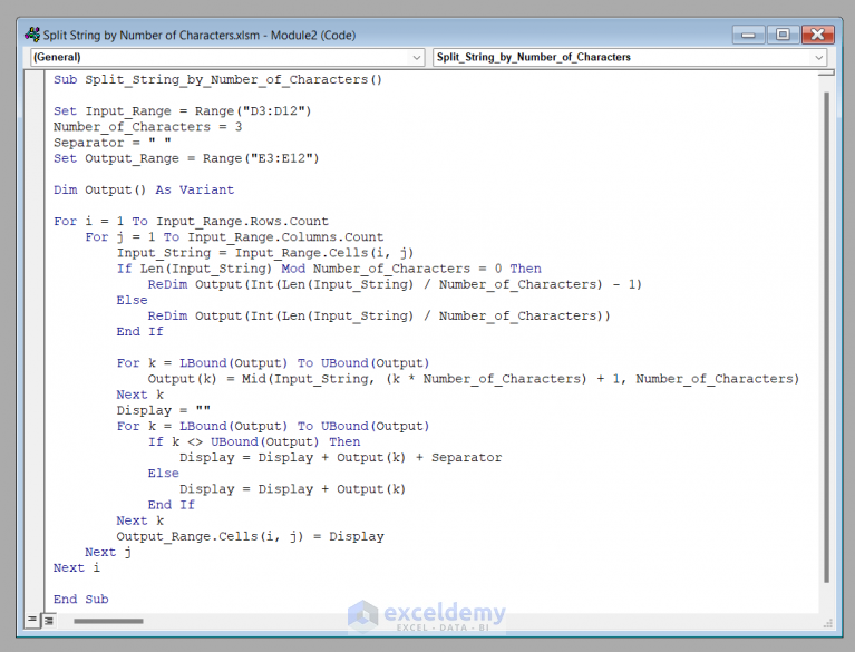 excel-vba-split-string-by-number-of-characters-2-easy-methods