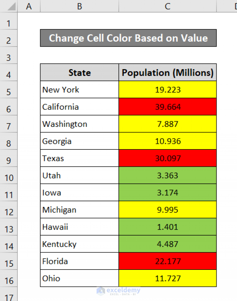 Excel Change Cell Color Based On Value Of Another Column