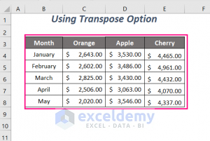 convert multiple columns to rows in excel