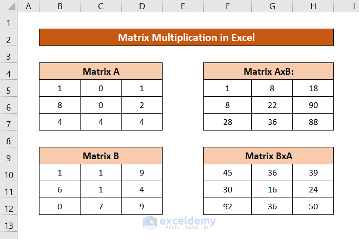 How To Do Matrix Multiplication On Excel