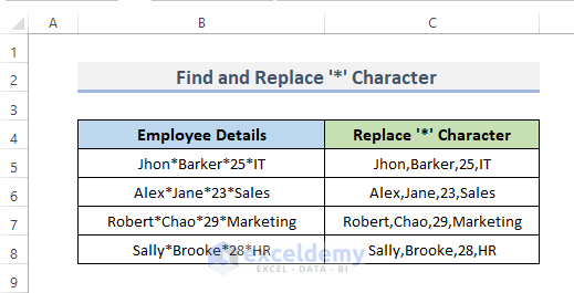 How To Find And Replace Asterisk Character In Excel ExcelDemy