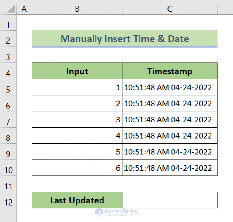 Excel Macro Insert Date And Time In A Cell 4 Examples Exceldemy