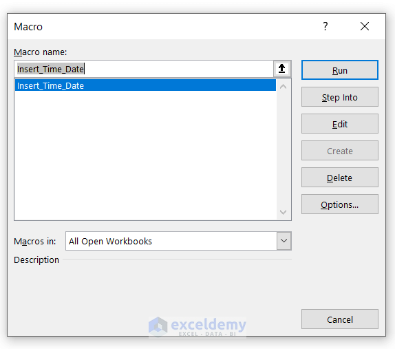 Excel Macro Insert Date And Time In A Cell 4 Examples ExcelDemy