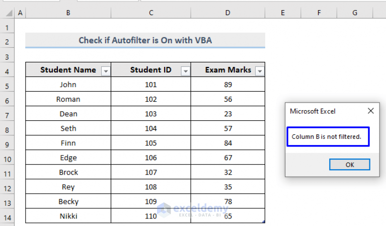 Excel Vba To Check If Autofilter Is On 4 Easy Ways Exceldemy 2645