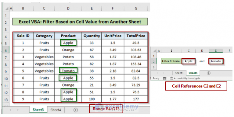 Excel Vba Filter Based On Cell Value On Another Sheet