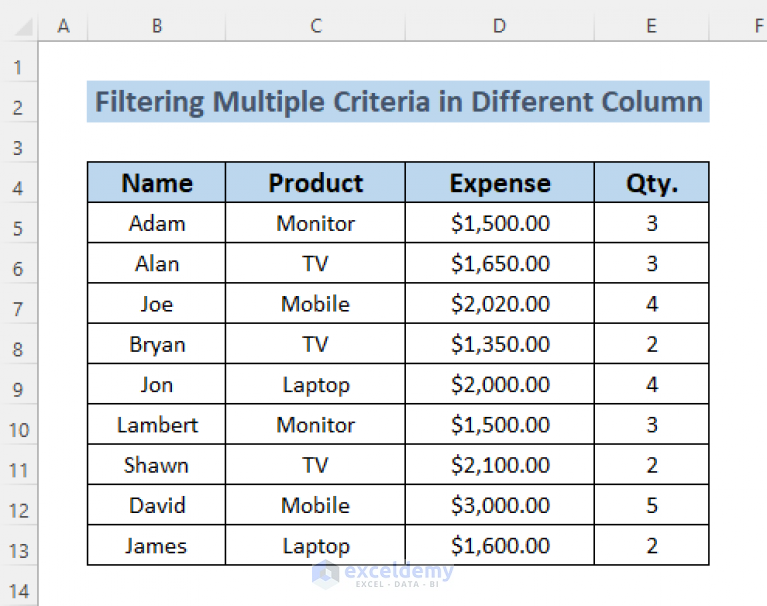 filter-different-column-by-multiple-criteria-in-excel-vba