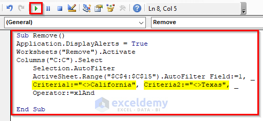 Excel VBA To Filter In Same Column By Multiple Criteria 6 Examples 