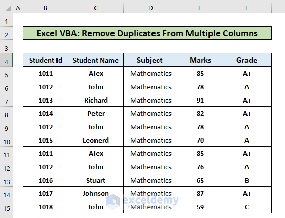 Excel VBA Remove Duplicates Comparing Multiple Columns 3 Examples 