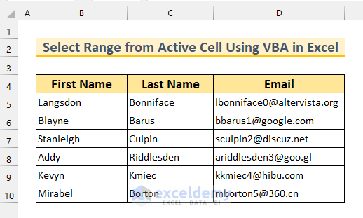 How To Use VBA To Select Range From Active Cell In Excel 3 Methods 