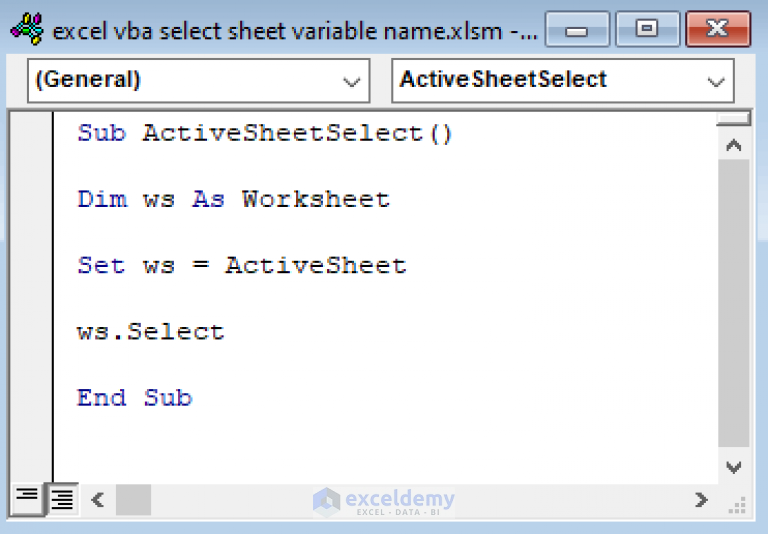 How To Select Sheet By Variable Name With VBA In Excel 2 Ways 