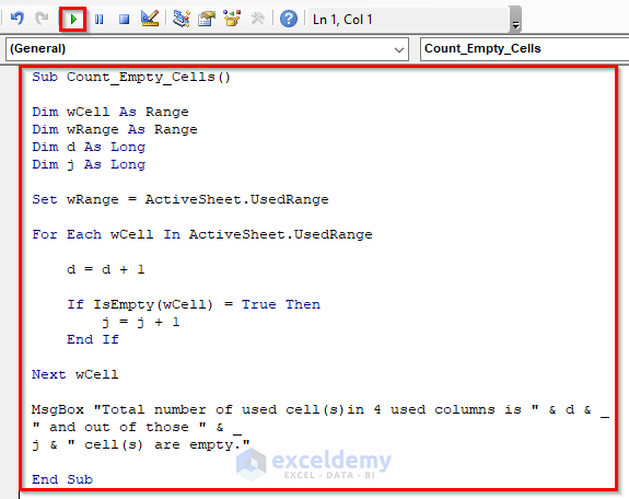 Select Used Range In Excel Vba