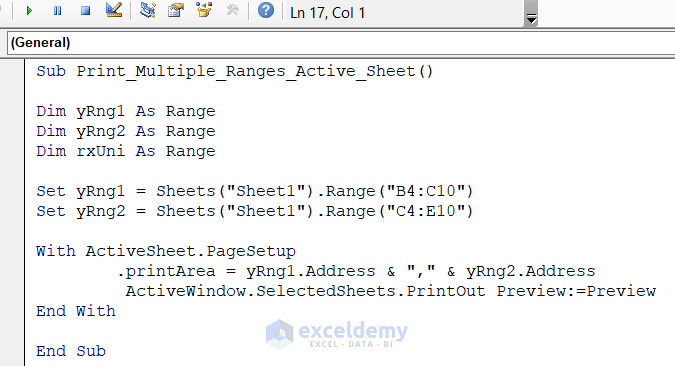 Excel VBA Set Print Area For Multiple Ranges 5 Examples ExcelDemy