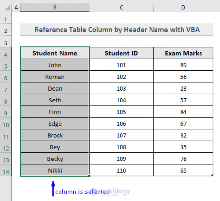 Reference Table Column Name In Vba