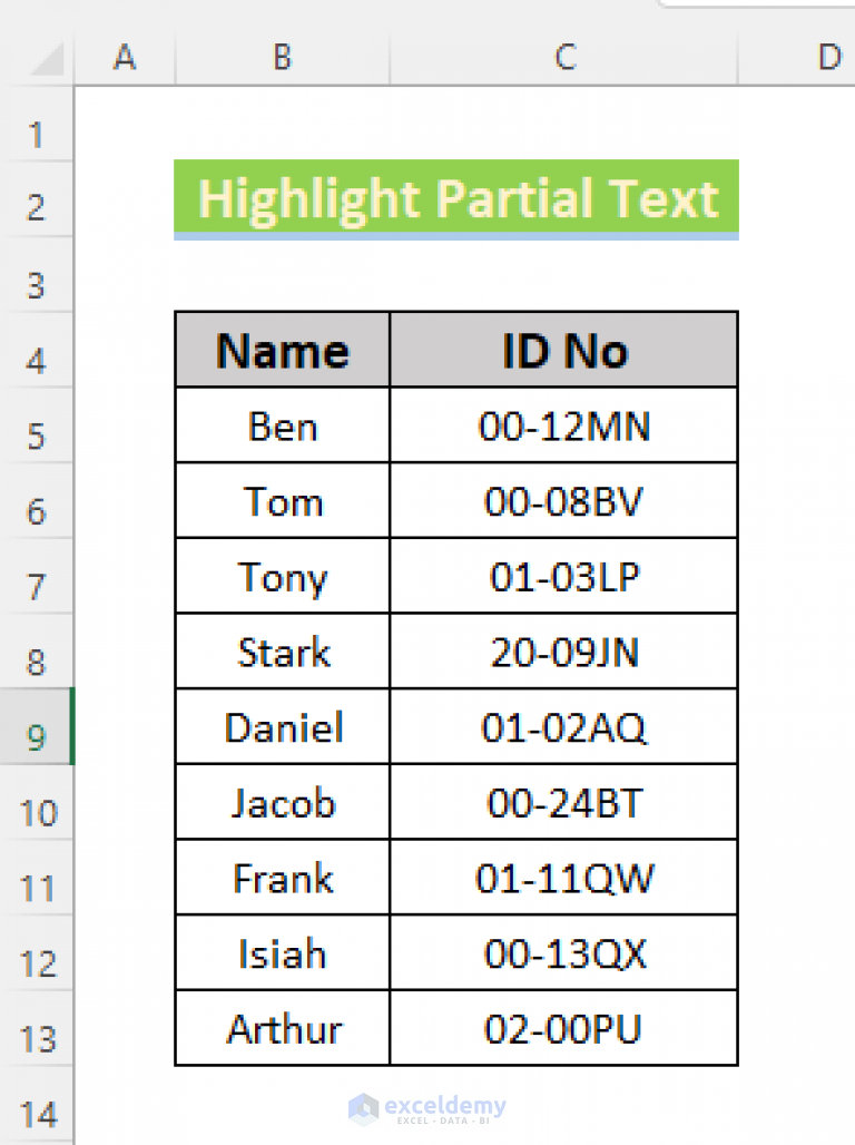 how-to-highlight-partial-text-in-excel-cell-9-methods