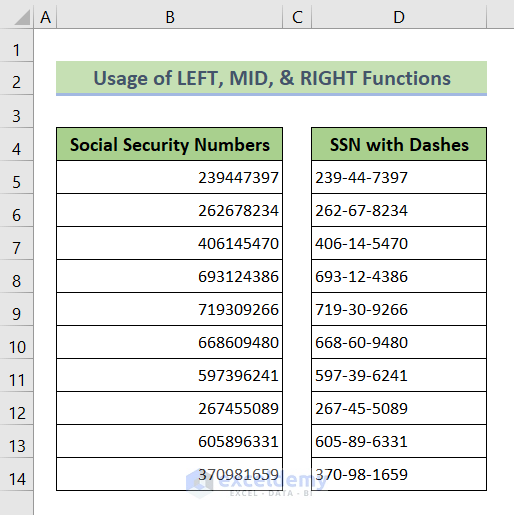  How To Add Dashes To SSN In Excel 6 Methods ExcelDemy