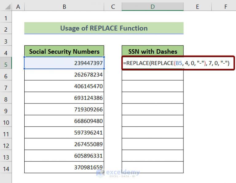 How To Add Dashes To SSN In Excel (6 Methods) - ExcelDemy