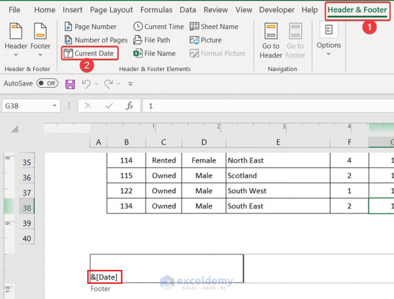 Insert Date In Excel Footer