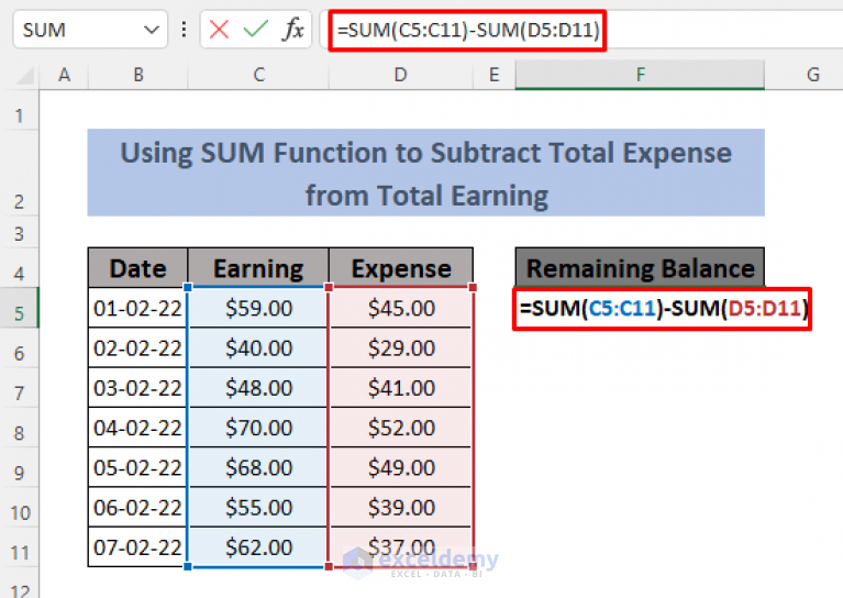 How To Keep A Running Balance In Excel