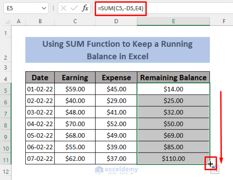 how-to-keep-a-running-balance-in-excel-8-methods