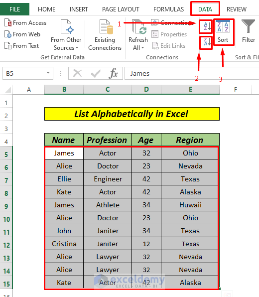 How To Make Alphabetical List In Excel 3 Ways ExcelDemy