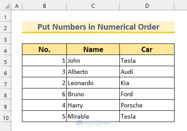 How To Make A Column Numerical Order In Excel