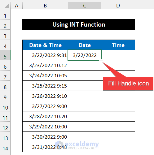 How to Separate Date and Time Using Formula in Excel (4 Easy Ways)