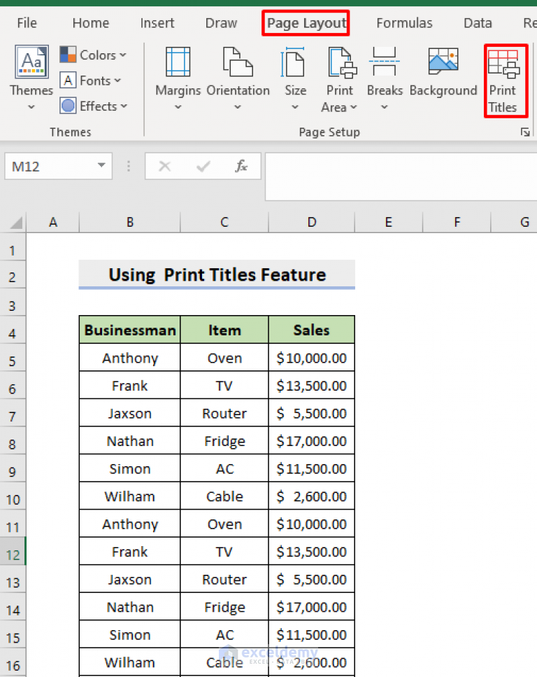 how-to-set-a-row-as-print-titles-in-excel-4-methods-exceldemy