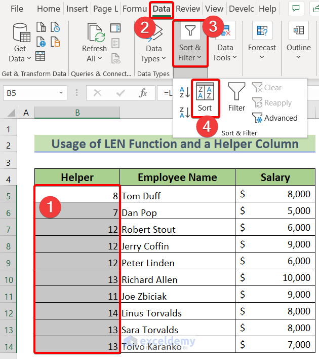 How To Sort In Excel By Number Of Characters 2 Methods ExcelDemy