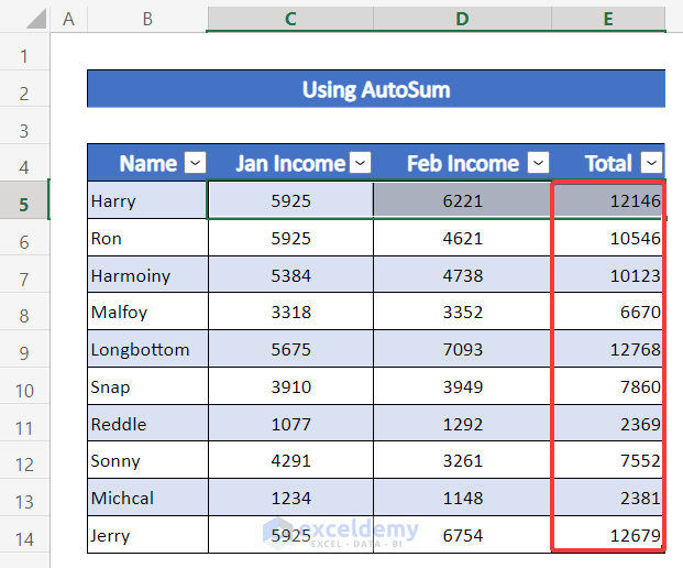  How To Sum Columns In Excel Table 7 Methods ExcelDemy