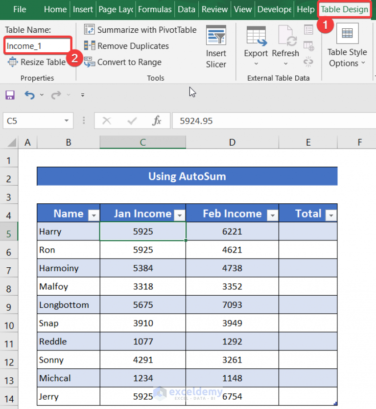 How To Sum Columns In Excel Table 7 Methods Exceldemy 1508