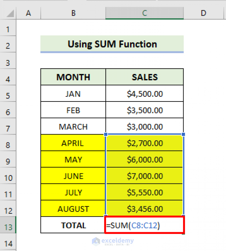  How To Sum Selected Cells In Excel 4 Easy Methods ExcelDemy