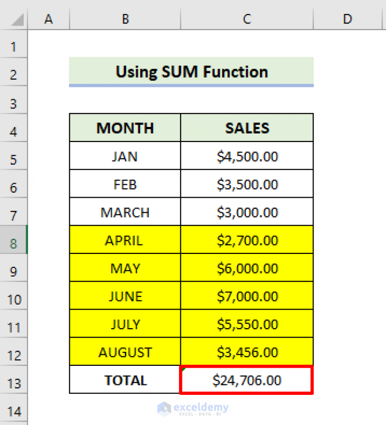 how-to-sum-only-visible-cells-filter-cells-in-excel-excel-formula