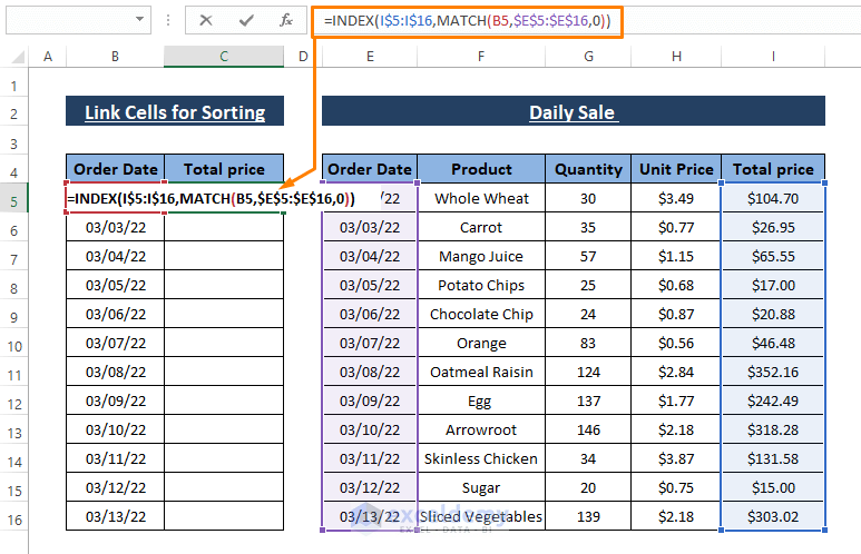 How To Link Cells For Sorting In Excel 5 Methods ExcelDemy