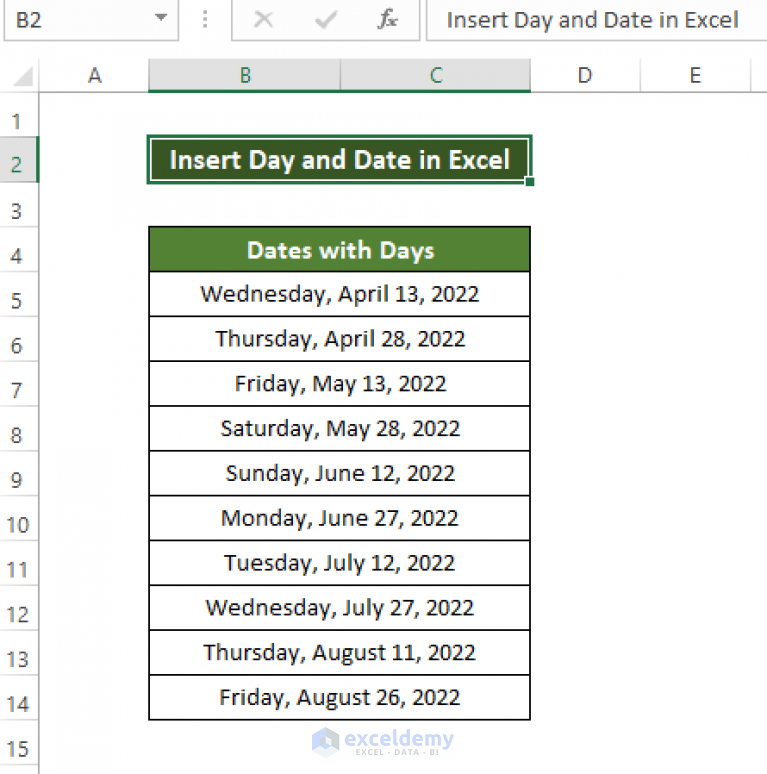 how-to-insert-day-and-date-in-excel-3-ways-exceldemy